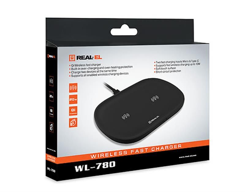 Бездротовий зарядний пристрій REAL-EL WL-780 3A 20W Black (EL123160020)