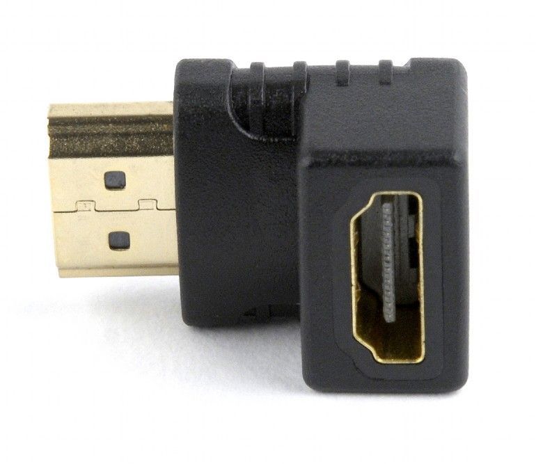 Адаптер Cablexpert HDMI - HDMI (M/F), кут 90 градусів, чорний пакет (A-HDMI90-FML)