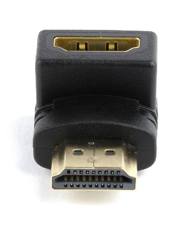 Адаптер Cablexpert HDMI - HDMI (M/F), кут 90 градусів, чорний пакет (A-HDMI90-FML)