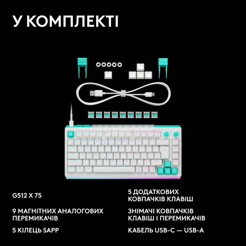 Клавиатура Logitech G512 X 75 White (920-013955)