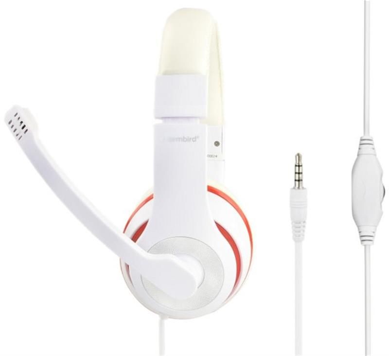 Гарнитура Gembird White/Red (MHS-03-WTRD)