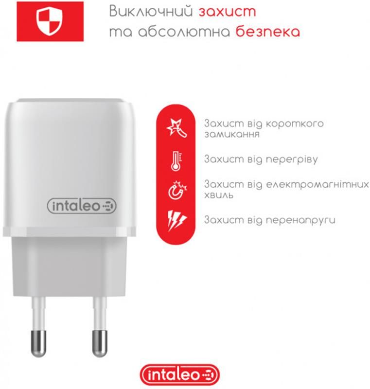 Сетевое зарядное устройство Intaleo TCGQPD120L (1USBx3A) White + кабель Lightning (1283126510007)