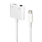 Адаптер Cablexpert USB Type-C - 3.5 мм/USB Type-C (M/F), 0.1 м, White (A-CM-3.5FP-01)
