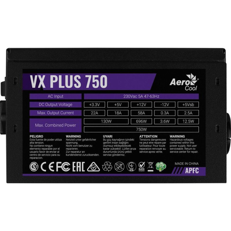 Блок живлення AeroCool VX Plus Stealth 750 750W (ACPN-VS75AEY.12)