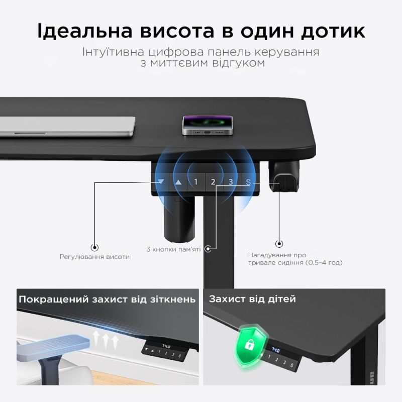 Комп`ютерний стіл Anda Seat Xtreme E 1600x800 Black (AD-D-DD1-1600-06-B)