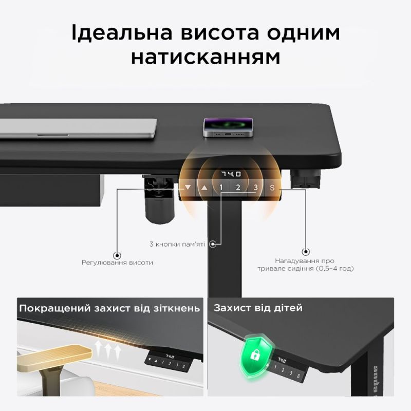 Комп`ютерний стіл Anda Seat Xtreme 1600x800 Black (AD-D-DD1-1600-07-B)