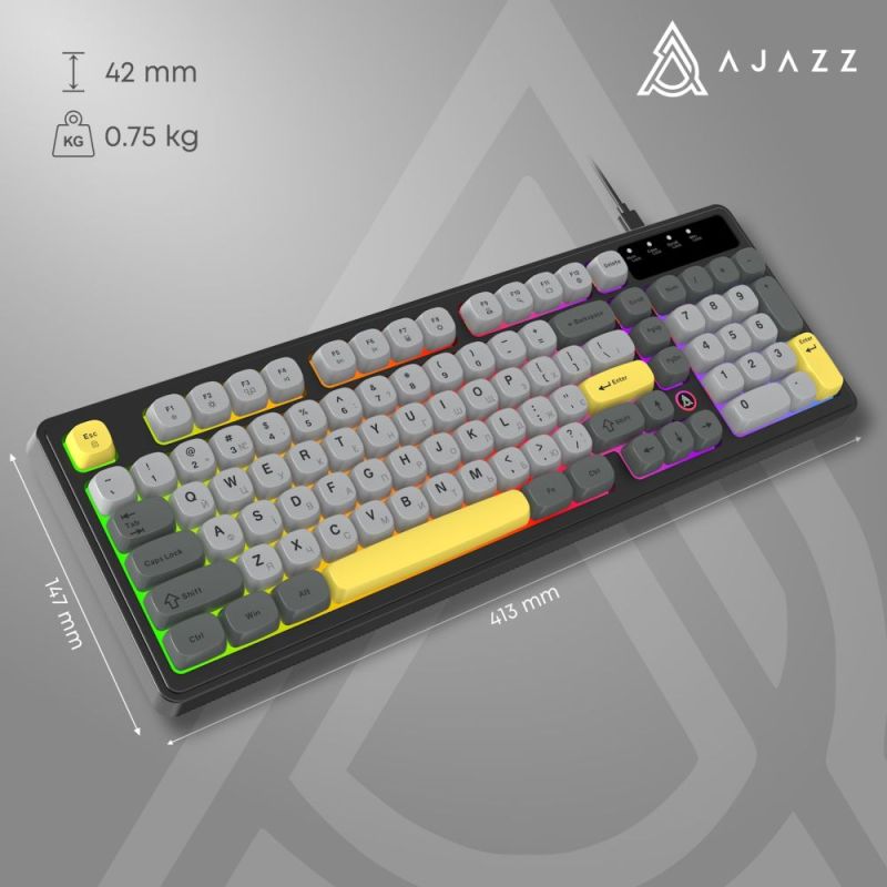Клавіатура Ajazz AF98 Black USB-C Black Gray Yellow (AF98-BGY)