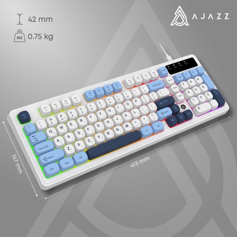 Клавіатура Ajazz AF98 Black USB-C Glacier Blue (AF98-GB)