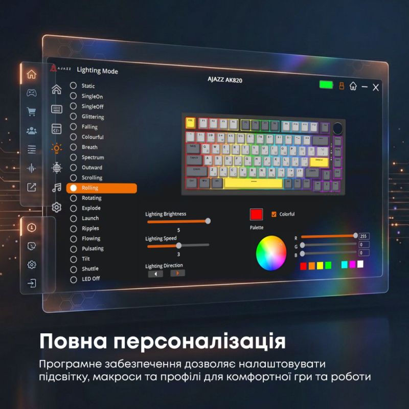 Клавіатура Ajazz AK820 Sea Salt Switch Black USB-C (AK820-SS-BGY)