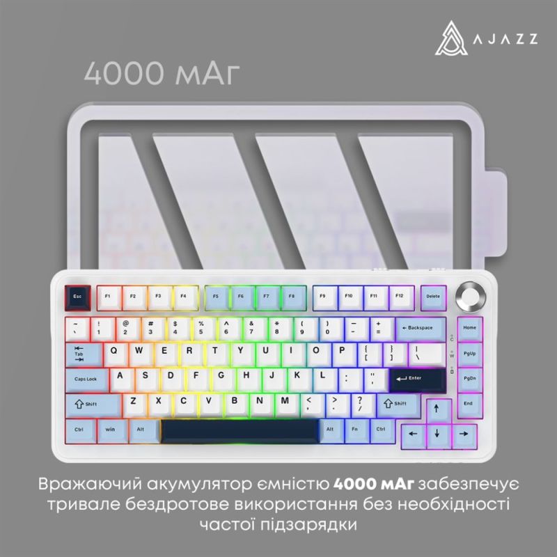 Клавиатура беспроводная Ajazz AK820 Max Plus Day Dream Switch White (AK820MAX-DD-BWD)