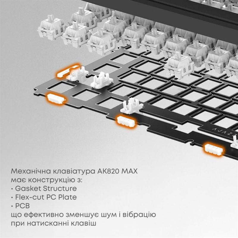 Клавіатура бездротова Ajazz AK820 Max Flying Fish Switch Retro Colour (AK820MAX-FF-R)