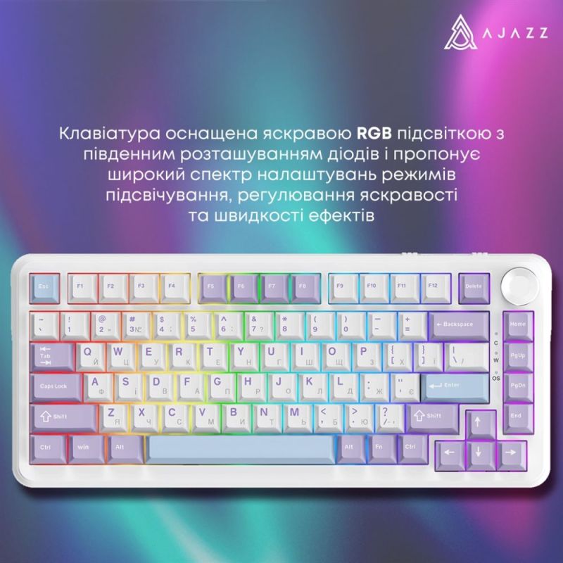 Клавіатура Ajazz AK820 Max Magnetic Switch White (AK820MAX-WM-PWB)