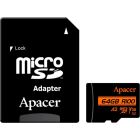 Карта пам`ятi MicroSDXC  64GB UHS-I/U3 Class 10 Apacer + SD адаптер (AP64GMCSX10U8-R)