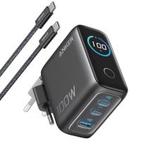 Мережевий зарядний пристрій Anker GaN Charger 100W, 2xUSB-C, 1xUSB-A, Display Dark Gray + кабель USB Type-C (B121BGZ1)
