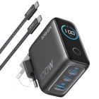 Мережевий зарядний пристрій Anker GaN Charger 100W, 2xUSB-C, 1xUSB-A, Display Dark Gray + кабель USB Type-C (B121BGZ1)