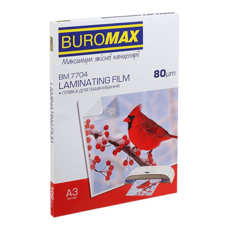 Пленка для ламинирования Buromax, глянцевая, А3, 80мк, 100 шт (BM.7704)