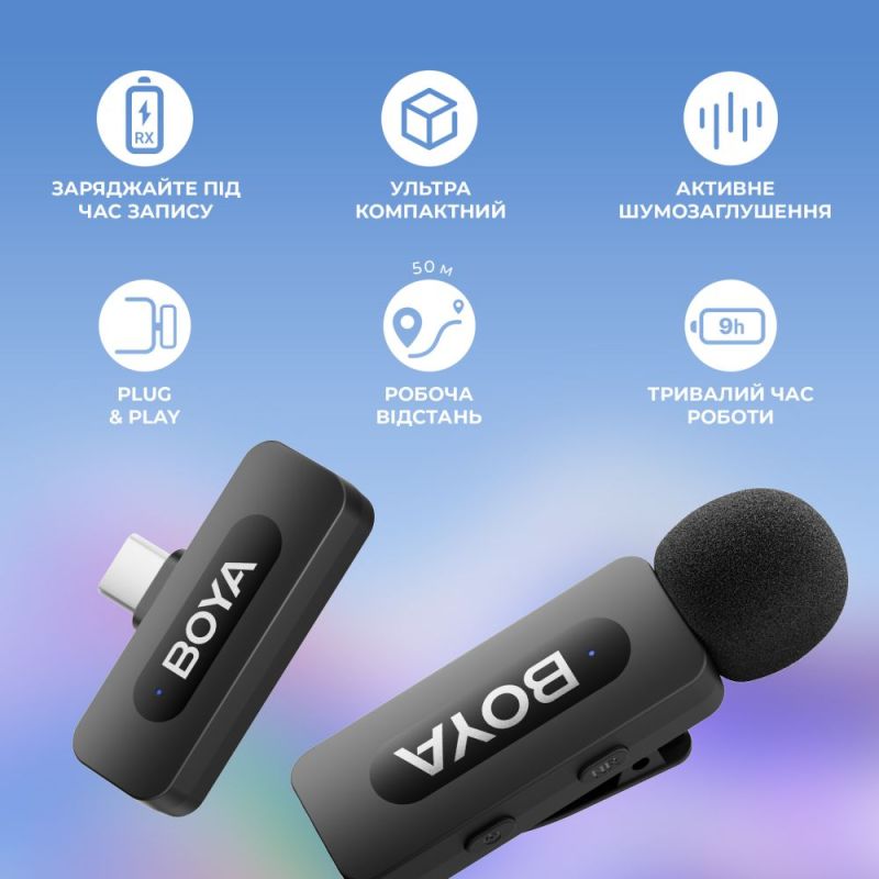 Мікрофон BOYA Type-C Black (BY-V20)