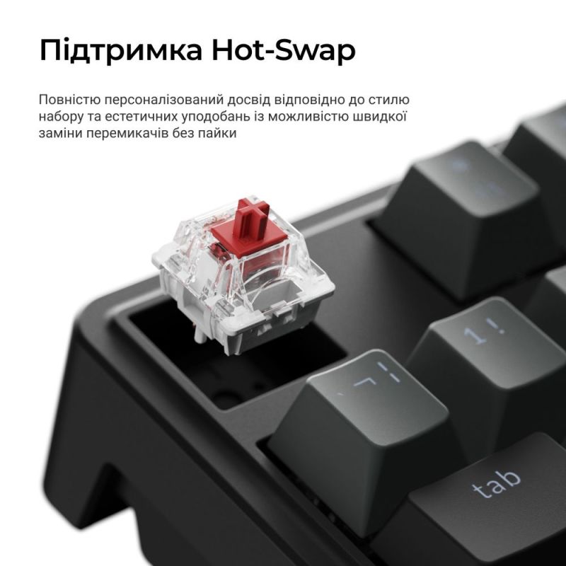 Клавіатура бездротова Keychron C3 Max Super Red Switch Black RGB (C3M-H1-UA)