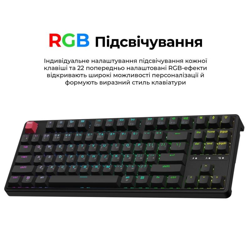 Клавіатура бездротова Keychron C3 Max Super Red Switch Black RGB (C3M-H1-UA)