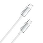 Кабель ColorWay USB Type-C - USB Type-C (M/M), zinc alloy braided, 5А, 1 м, White (CW-CBPDCC098-WT)