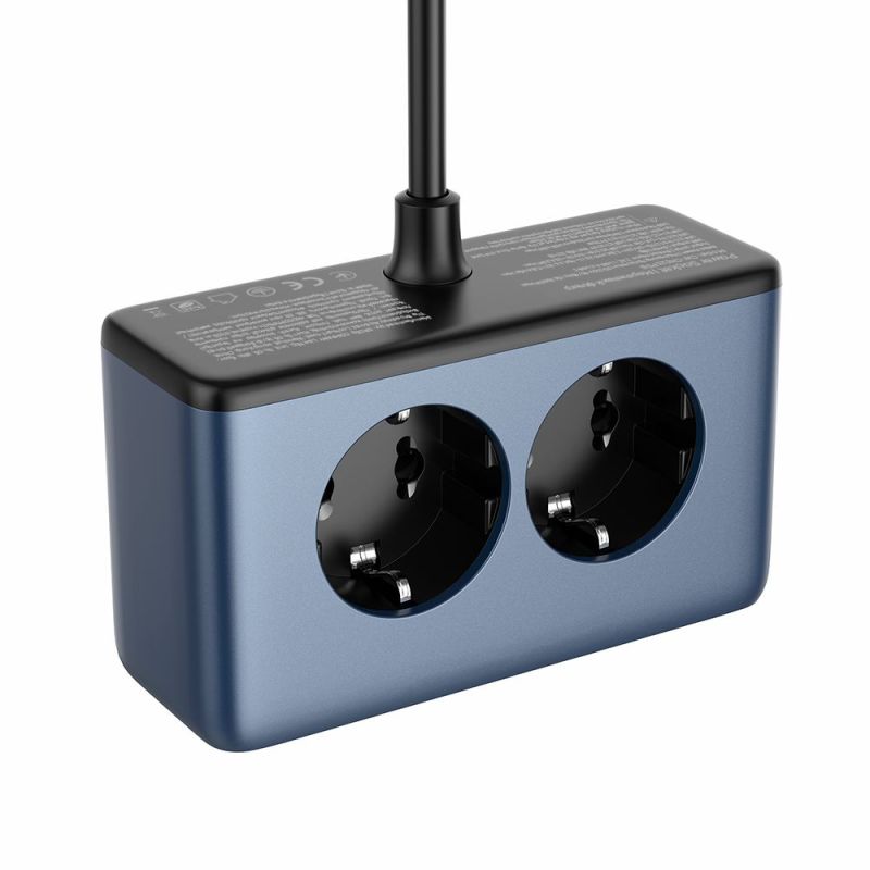 Фільтр живлення ColorWay 45W 2 розетки, 1xUSB-A 2xUSB-C, 2 м, синій (CW-CHE25PDB)