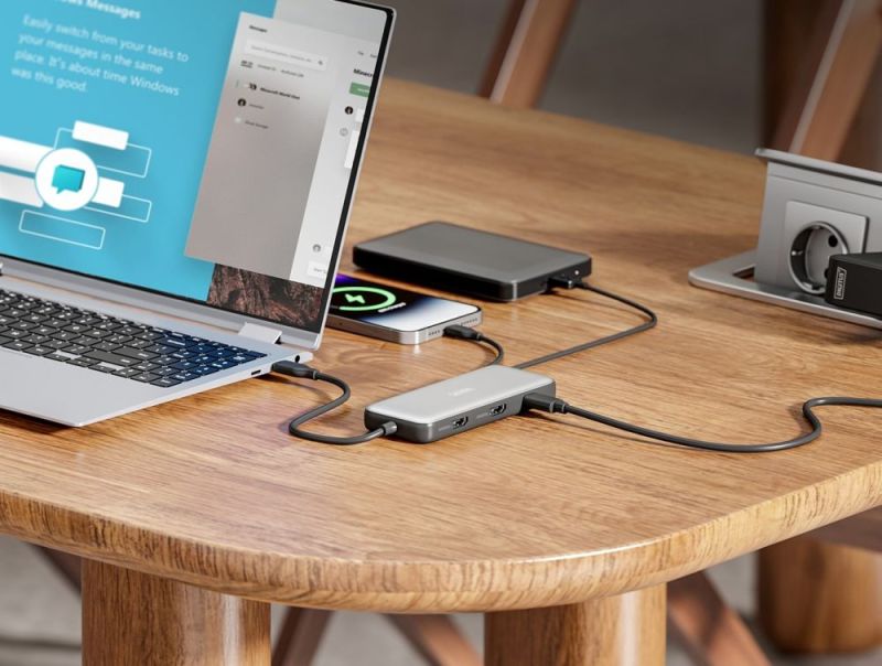 Док-станція Digitus (USB-C PD 100W/USB3.2х2/USB-C/RJ45/SD/MicroSD/2хHDMI) (DA-70915)