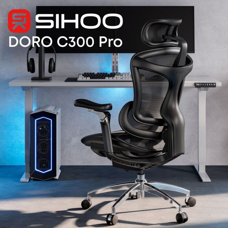 Крісло офісне Sihoo Doro C300 Pro Mesh Black (DORO-C300-PRO-M101)