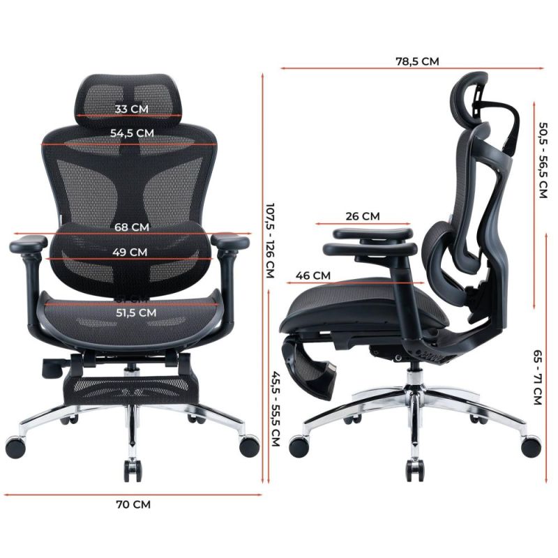 Крісло офісне Sihoo Doro C300L Mesh Black with footrest (Doro-C300L-A3-101-JT) (DORO-C300L-A3-101-JT)