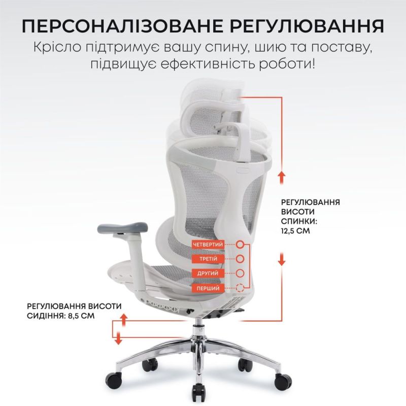 Крісло офісне Sihoo Doro C300L Mesh White (DORO-C300L-A3-102)