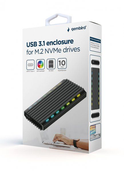Внешний карман Gembird SSD M.2, USB 3.0, Black (EE2280-U3C-03)