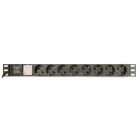 Блок розеток EnerGenie 19" 1U алюм. корп.,  8 розеток,  16A, 3м, чорний, вилка Schuko (EG-PDU-014)