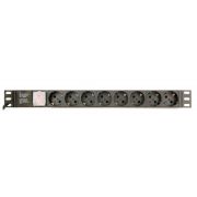 Блок розеток EnerGenie 19" 1U алюм. корп.,  8 розеток,  16A, 3м, чорний, вилка Schuko (EG-PDU-014)