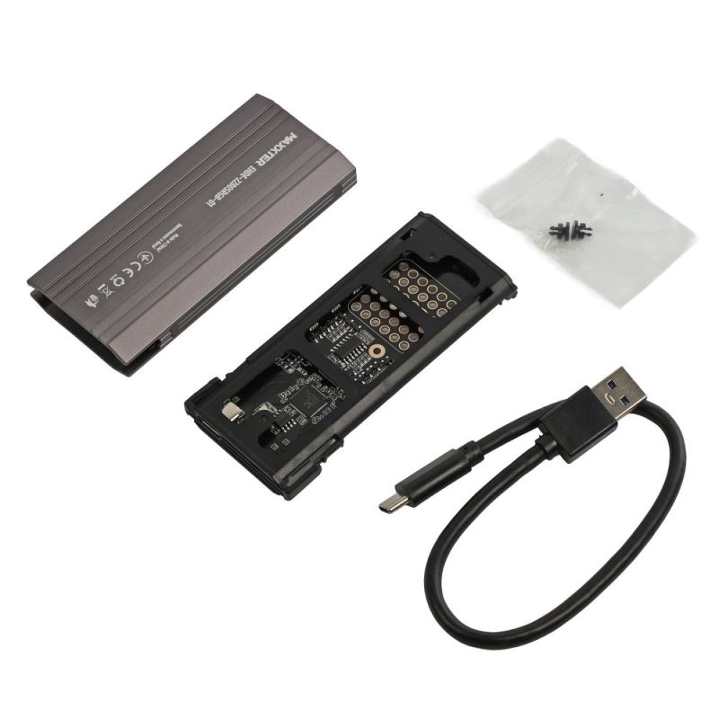 Внешний карман Maxxter M.2 NVMe PCIe, USB 3.1 Type-C Gen2, RGB, Metal, Black (EHDE-2280SRGB-01)