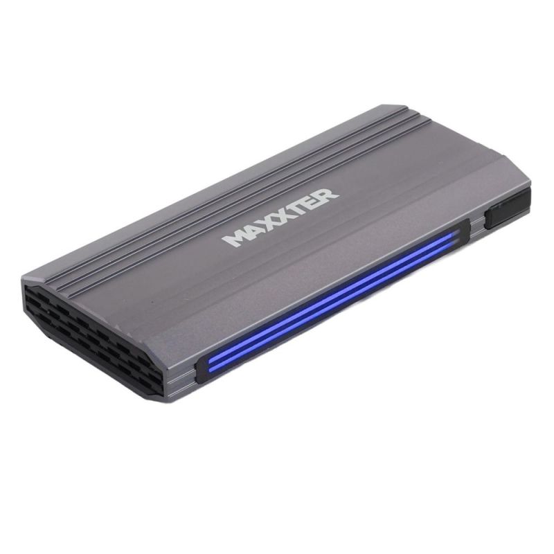 Внешний карман Maxxter M.2 NVMe PCIe, USB 3.1 Type-C Gen2, RGB, Metal, Black (EHDE-2280SRGB-01)
