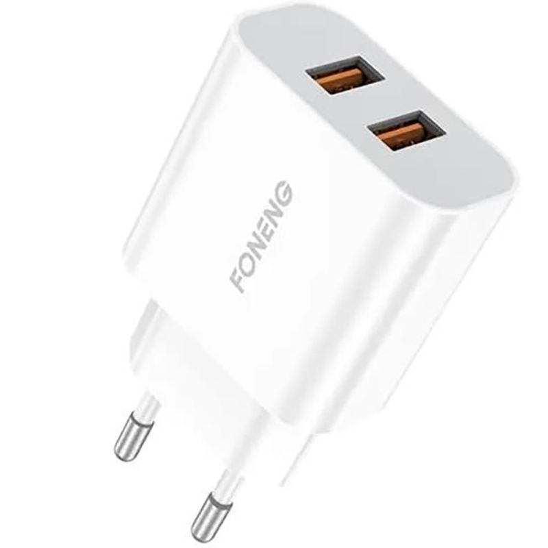 Мережевий зарядний пристрій Foneng EU45 Dual USB Charger (2USBх2.4A) White + кабель USB Type C (EU45-CH-TC)