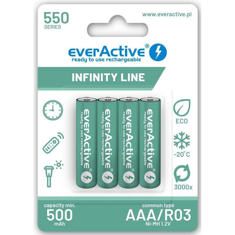 Акумулятор everActive AAA/HR03 Ni-MH 550mAh BL 4шт (EVHRL03-550)