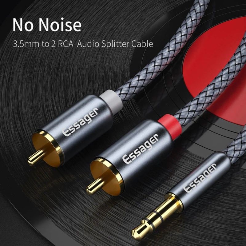 Кабель Essager Monster 3.5 мм - 2xRCA (M/M), 2 м, Grey (EYPZJ-MYA0H)