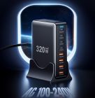 Мережевий зарядний пристрій Essager Engine 320W 4xUSB-C+4xUSB-A Black (EZC320W-QJB0G-Z)