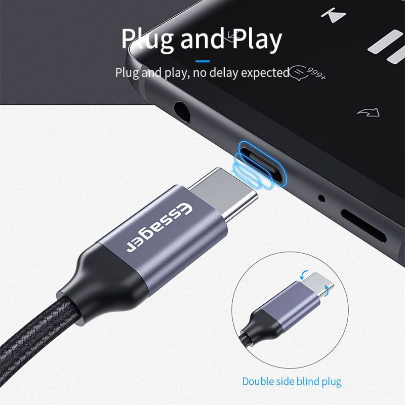 Адаптер Essager USB Type-C - 3.5 мм (M/F), 0.1 м, Black (EZJE01-0G)
