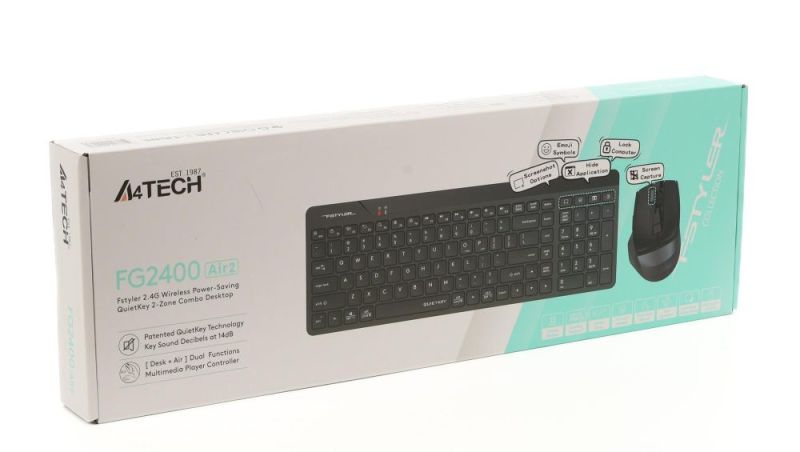 Комплект (клавіатура, миша) бездротовий A4Tech Fstyler FG2400 Air2 Black (FG2400 Air2 (Black))