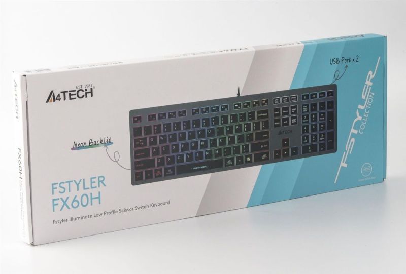 Клавиатура A4Tech Fstyler FX60H Grey Neon Backlit (FX60H USB (Grey) Neon backlit)
