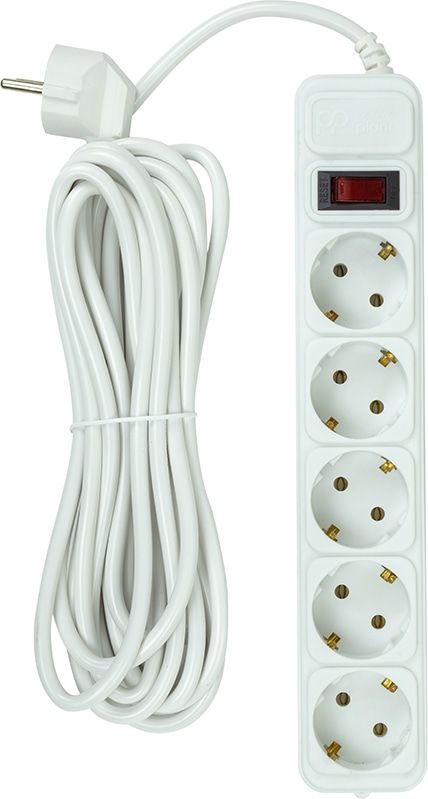 Фильтр питания PowerPlant JY-1056/5B 5 розеток, 5м 100% медь, White (EX610587)