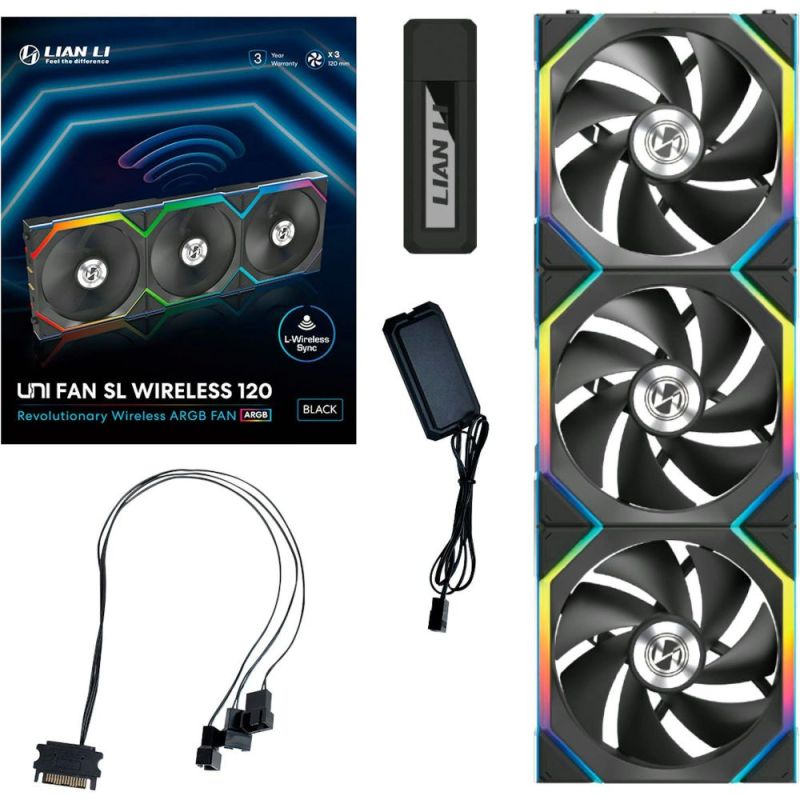 Вентилятор Lian Li Uni Fan SL Wireless 120-3 Black (G99.12SL1W3B.00)