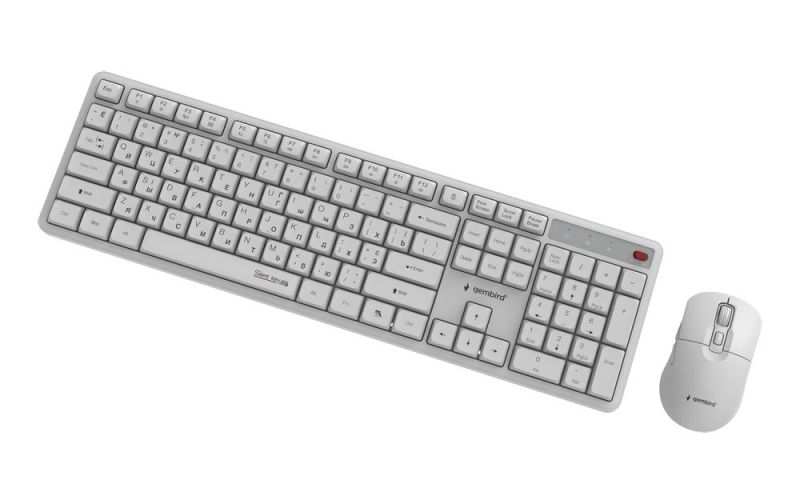 Комплект (клавиатура, мышь) беспроводной Gembird White (KBS-WMS-01-W-CYRL)