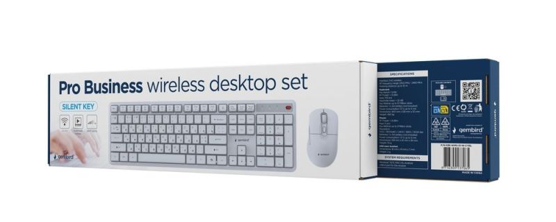 Комплект (клавиатура, мышь) беспроводной Gembird White (KBS-WMS-01-W-CYRL)
