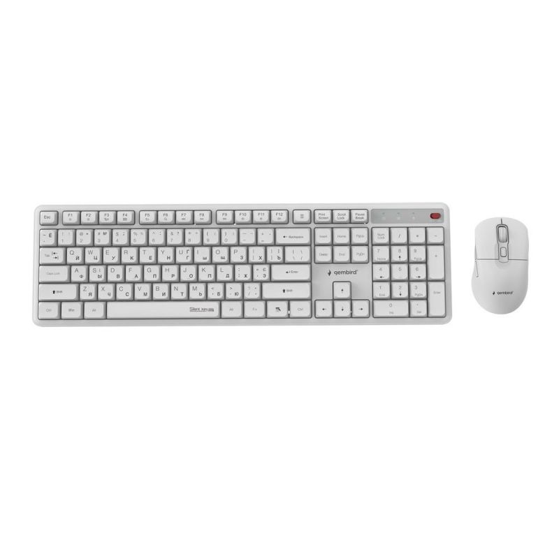 Комплект (клавиатура, мышь) беспроводной Gembird White (KBS-WMS-01-W-CYRL)