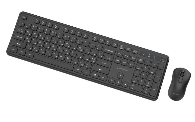 Комплект (клавиатура, мышь) беспроводной Gembird Black (KBS-WPS-01-CYRL)