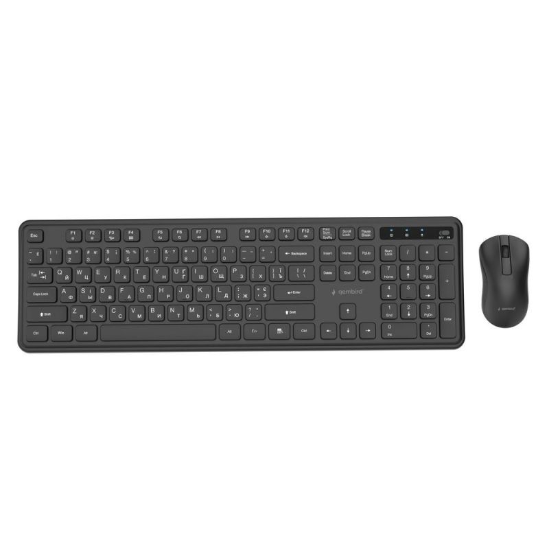 Комплект (клавиатура, мышь) беспроводной Gembird Black (KBS-WPS-01-CYRL)