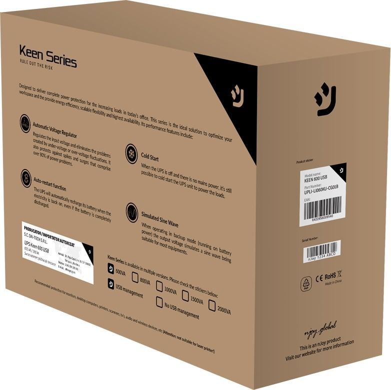 Джерело безперебійного живлення NJOY Keen 800 (UPLI-LI080KU-CG01B) (Keen 800 USB)