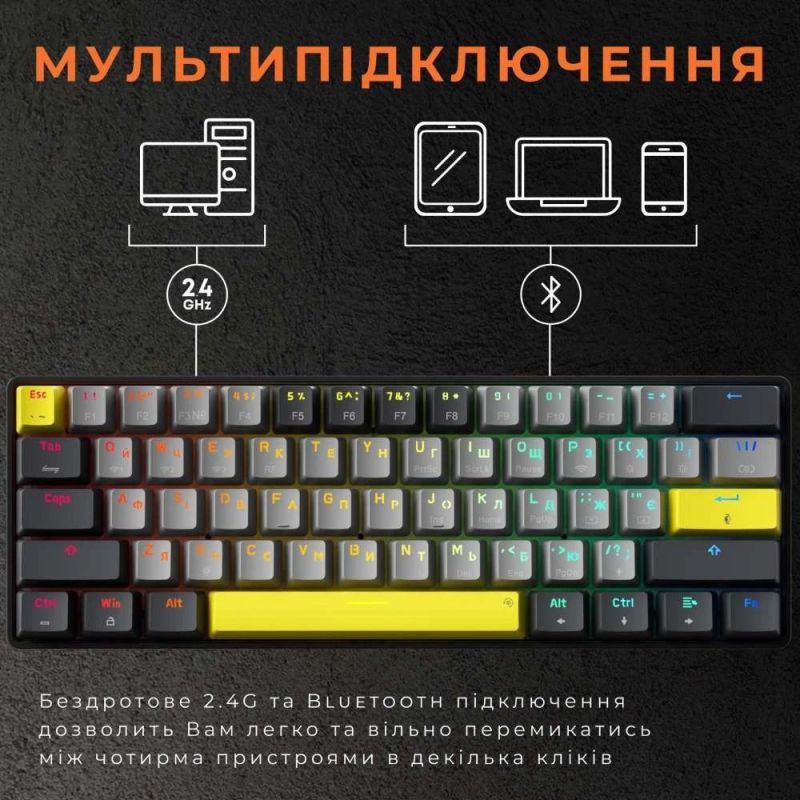 Клавиатура беспроводная GamePro Outemu Red Switch Hot-Swap RGB Black  (MK130G Pro)